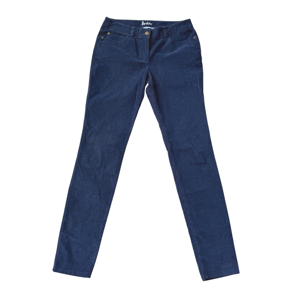 Boden Womens Size 8L Navy Blue Slim Leg Corduroy Pants Mid Rise 5-Pocket